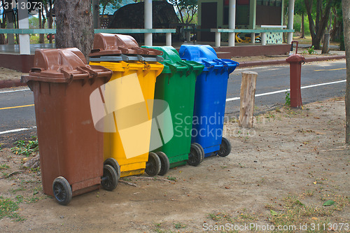 Image of Different colorful recycle bins