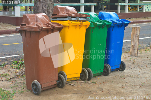 Image of Different colorful recycle bins