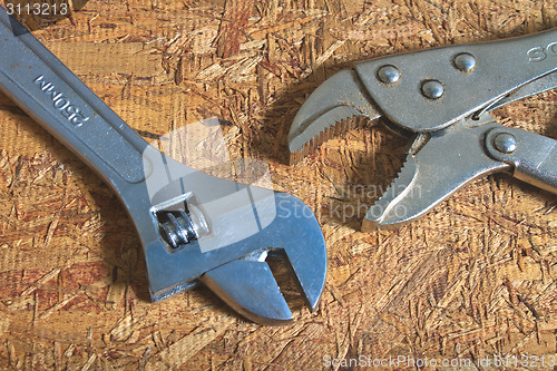 Image of Tools on the old wooden table