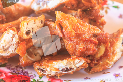 Image of Fresh fried chicken on a plate set