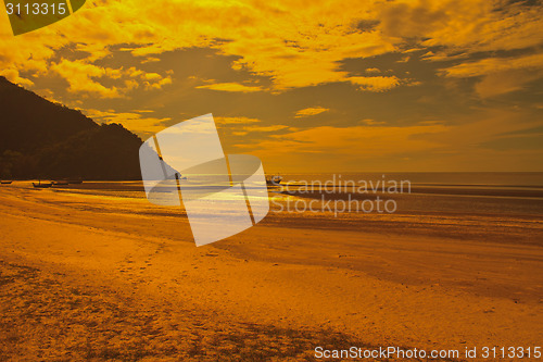 Image of beautiful sunrise on tropical sea