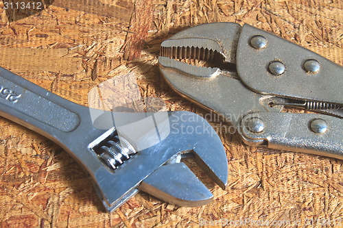 Image of Tools on the old wooden table