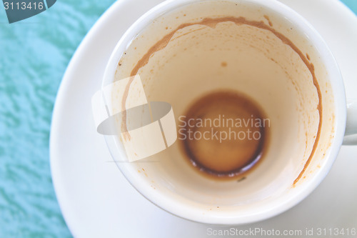 Image of Empty cup of cappuccino coffee