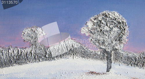 Image of Oil painting of a winter landscape