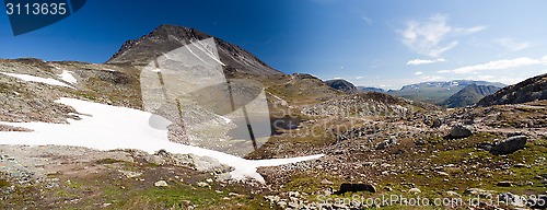 Image of Panoramic photo of Besseggen Ridge in Jotunheimen National Park, Norway