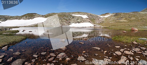Image of Panoramic photo of Besseggen Ridge in Jotunheimen National Park, Norway