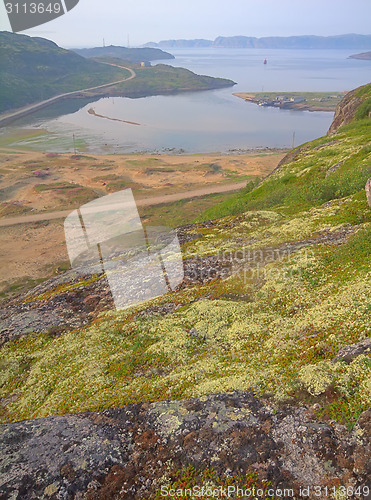 Image of polar sea and shore road