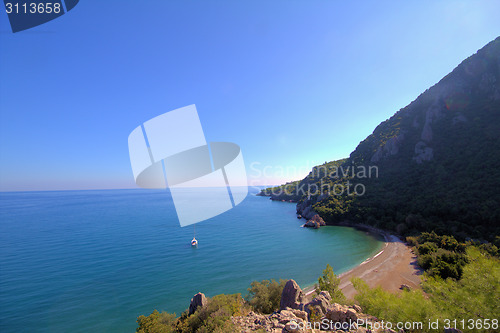 Image of Olimpos Mediterranean Sea and Mountain . Antalya. Turkey