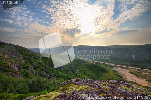 Image of polar hills Scandinavian tundra in summer