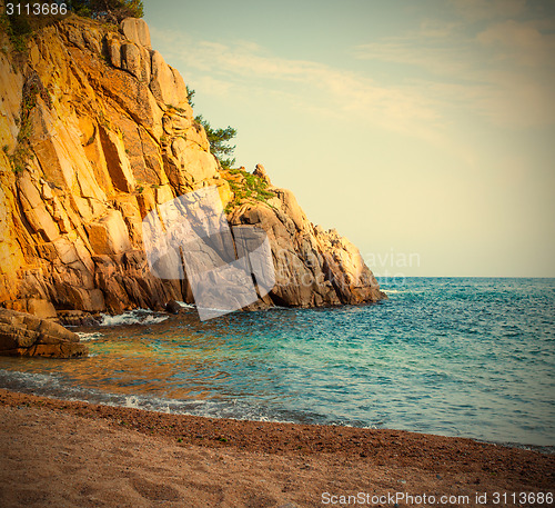 Image of Tossa de Mar, Catalonia, Spain, 06.17.2013, a small beach near C