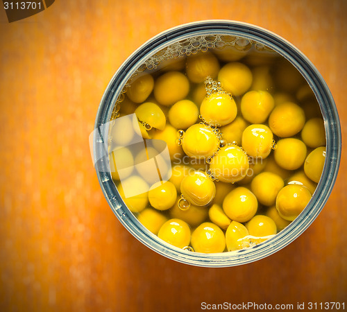 Image of tinned green peas