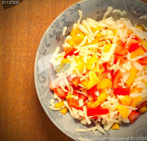 Image of Assorted salad with fresh vegetables in plate