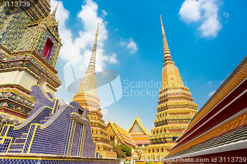 Image of Pagodas of Wat Pho temple in Bangkok, Thailand