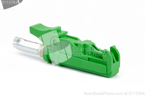 Image of green fiber optic E2000 connector