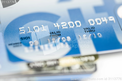 Image of close up stacking credit cards