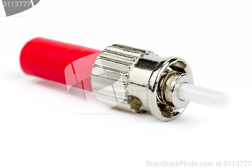 Image of red fiber optic ST connector
