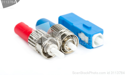 Image of fiber optic connectors, ST, SC and FC