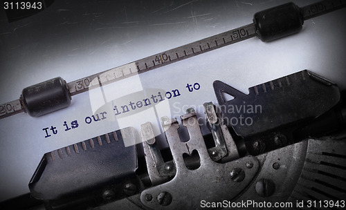 Image of Vintage inscription made by old typewriter