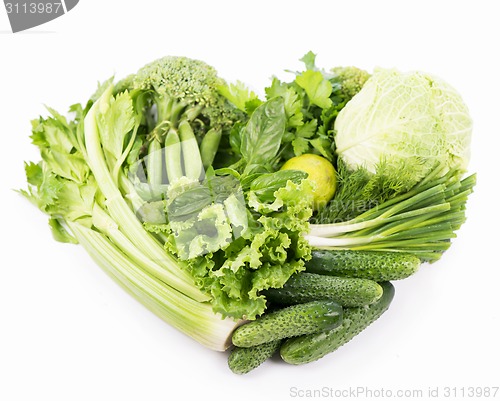 Image of fresh green vegetables isolated on white 