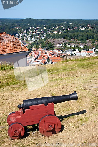 Image of Cannon at Fredriksten Fort and Fredriksten view, Norway