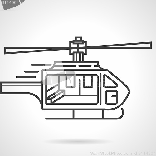Image of Flat line colored icon for emergency helicopter
