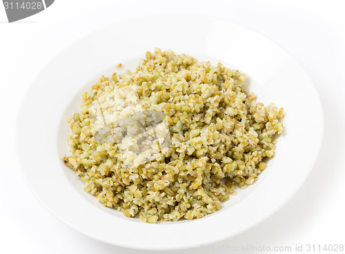 Image of boiled freekeh in a bowl