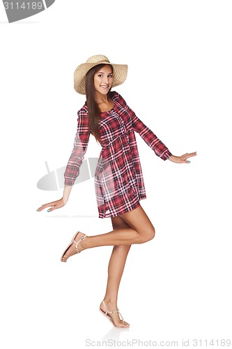 Image of Happy young woman portrait in country style