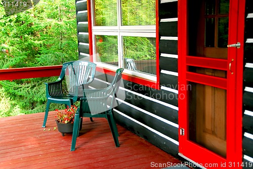 Image of Log cabin deck