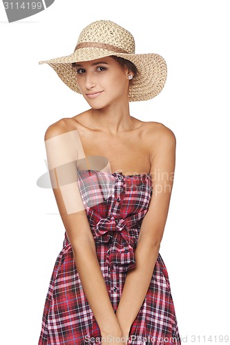 Image of Happy young woman portrait in country style