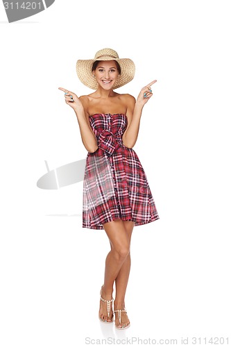 Image of Happy young woman portrait in country style