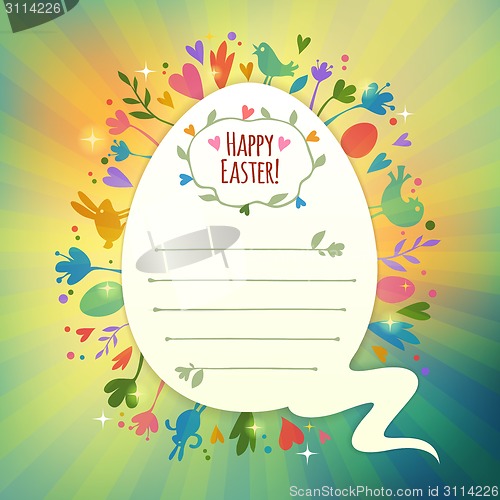Image of Beautiful Retro Easter Card With Symbols of Spring