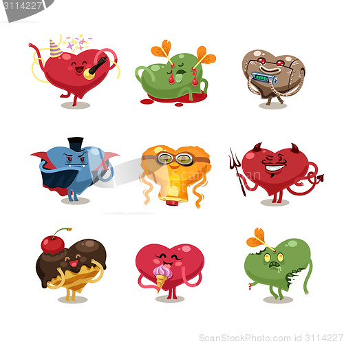 Image of Valentines hearts icons set