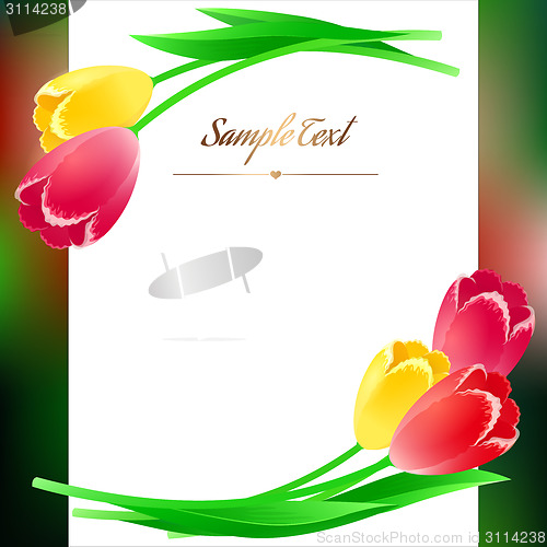 Image of Beautiful vertical rectangular greating poster with spring flowe