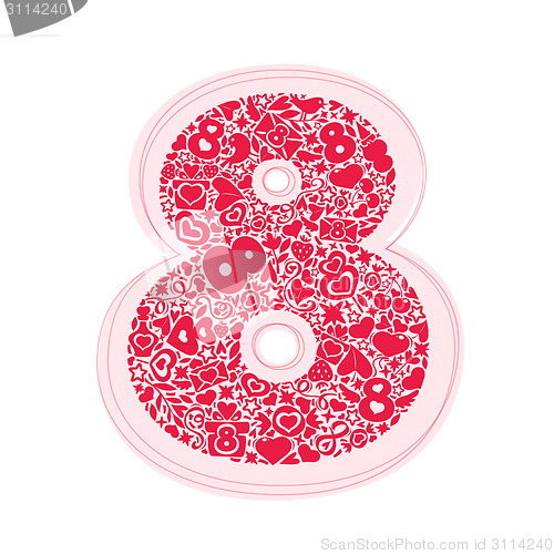 Image of March 8 red objects on a white background