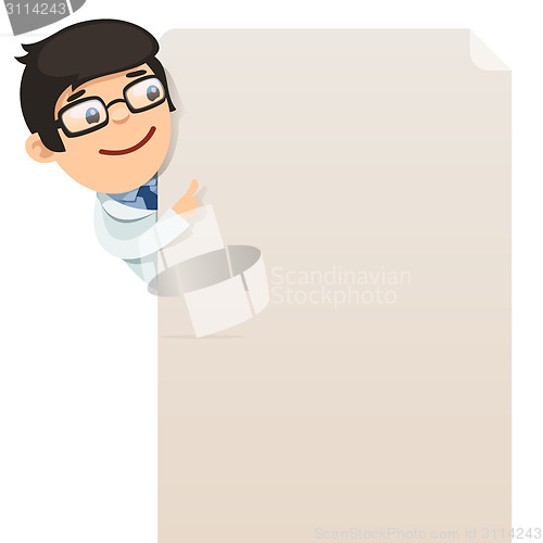 Image of Doctor looking at blank poster