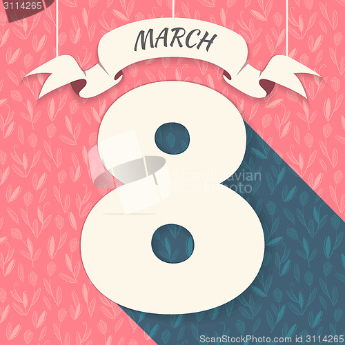Image of March 8 card with floral pattern