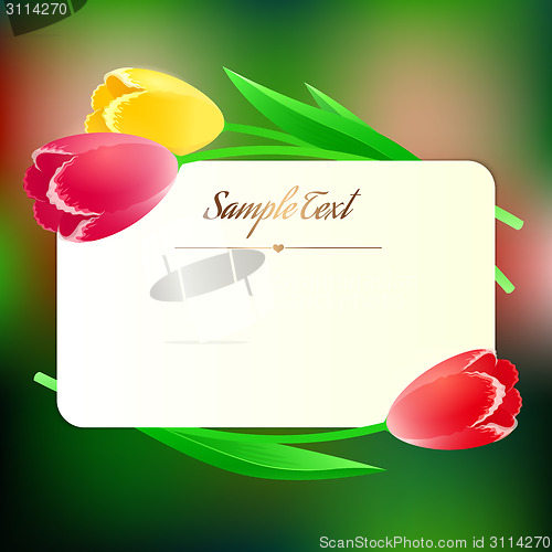 Image of Beautiful rectangular greating card with spring flowers