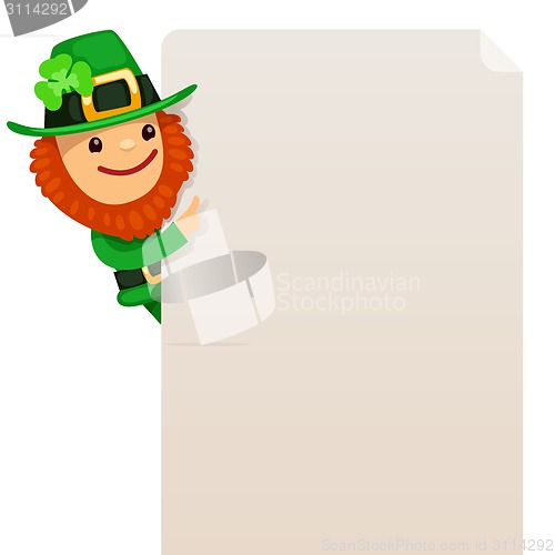 Image of Leprechaun looking at blank poster