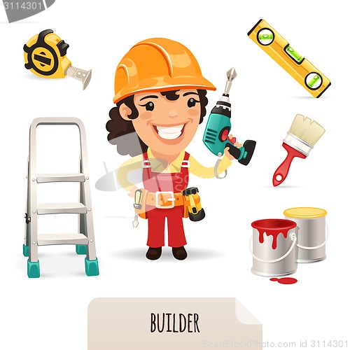 Image of Female Builders Icons Set