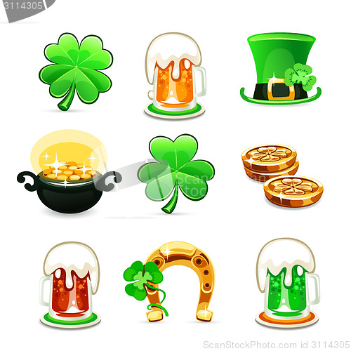 Image of st.Patrick's Day's icons set on white background