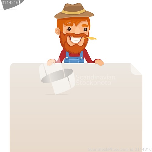 Image of Farmer looking at blank poster on top
