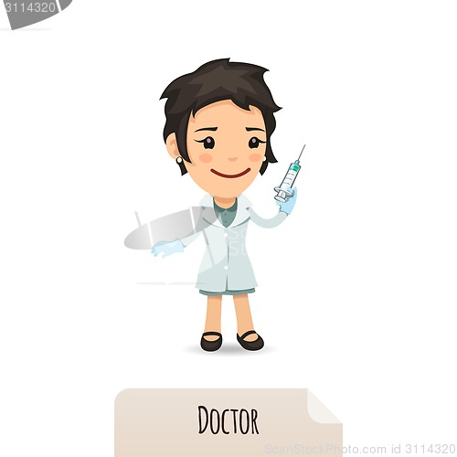 Image of Doctor looking with vaccine