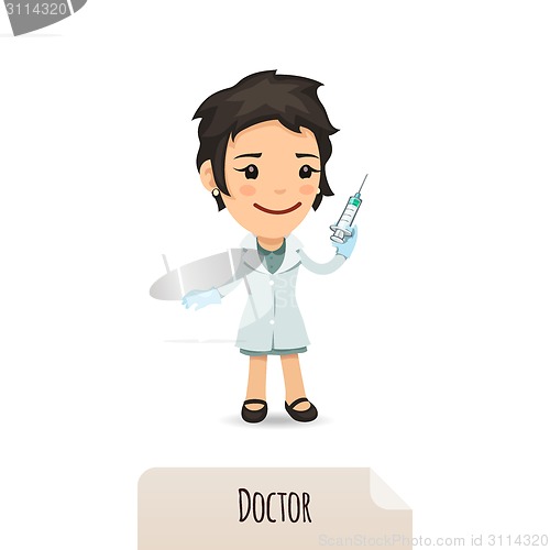 Image of Doctor looking with vaccine