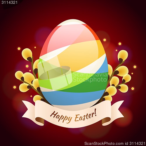 Image of Happy Easter Greening Card With Colored Egg