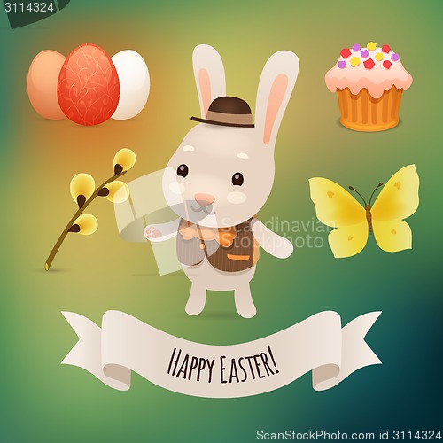 Image of Bunny and Easter Symbols