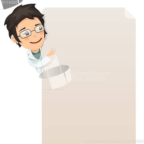 Image of Doctor looking at blank poster