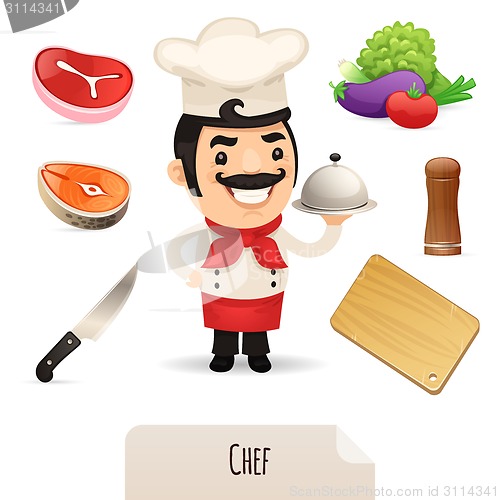 Image of Male Chef Icons Set