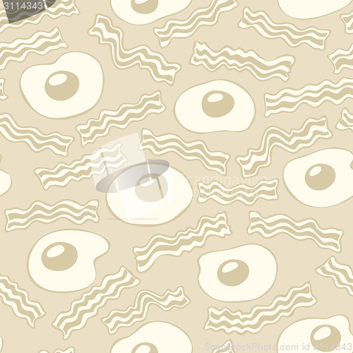 Image of Breakfast With Bacon and Eggs Seamless Vector Pattern Light