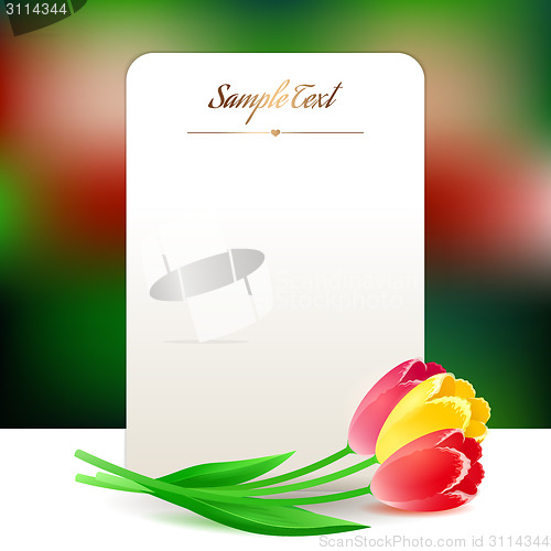 Image of Beautiful vertical rectangular greating card with spring flowers