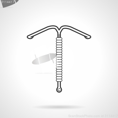 Image of Black line vector icon for gynecology. IUD